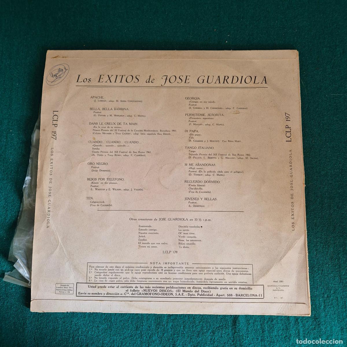 Discos de vinilo: LOS EXITOS DE JOSE GUARDIOLA. - Foto 2