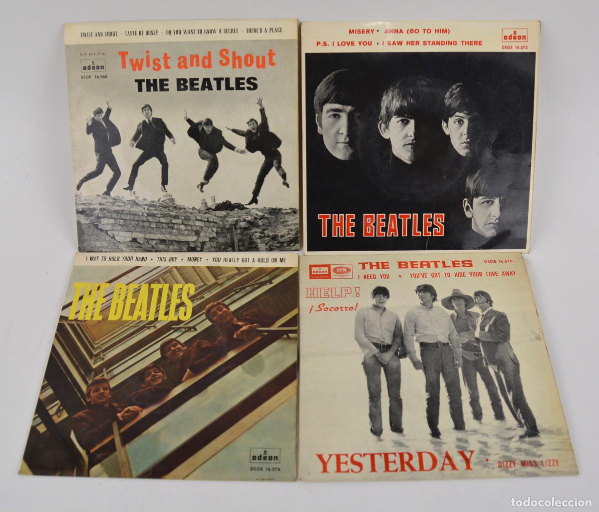 Discos de vinilo: 4 singles de LOS BEATLES.