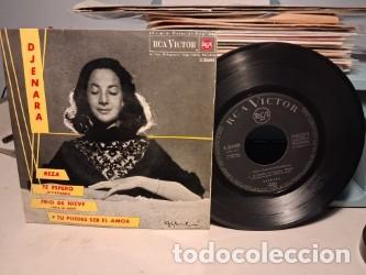 Discos de vinilo: DISCO EP DE DJENARA : REZA + 3 (TEMAS DE CASTO DARIO, CHARLES AZNAVOUR, SERGIO ENDRIGO, ETC)