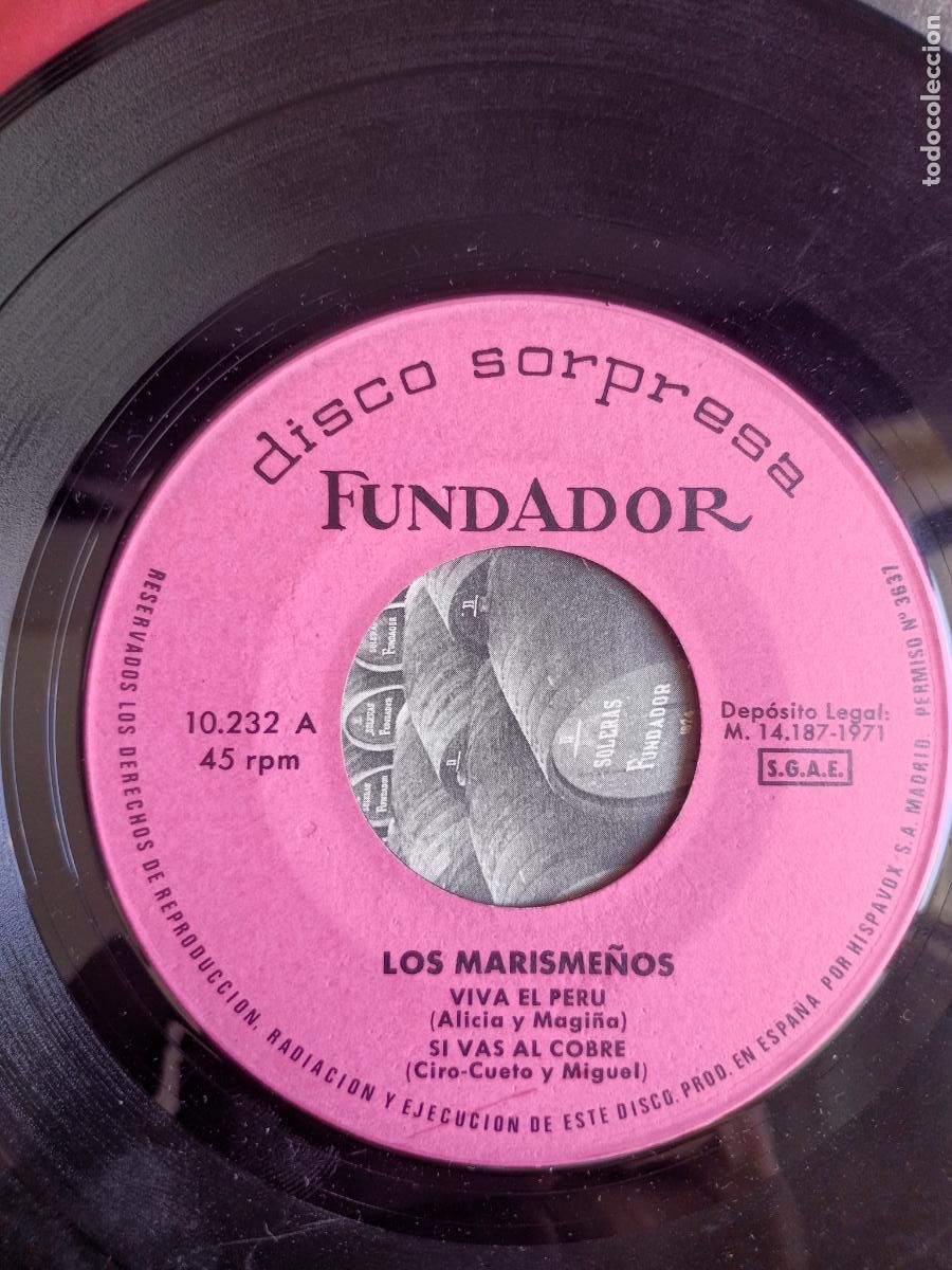 Discos de vinilo: Los Marisme&ntilde;os &ndash; Viva El Per&uacute; / MARUJA LIMON +2 - EP FUNDADOR 1971 - RUMBAS POP