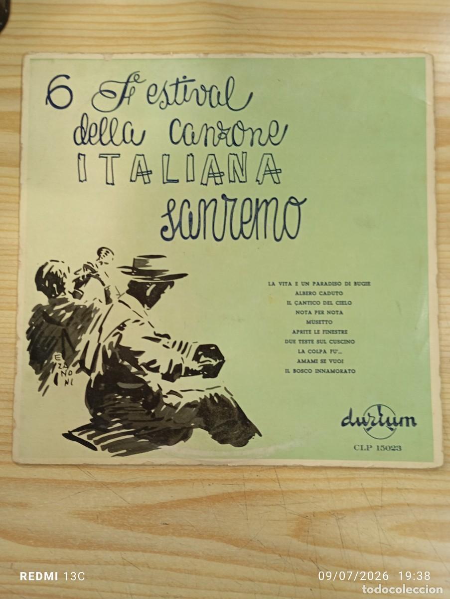 Discos de vinilo: Vinilo 10 &rdquo; - 6&ordm; Festival Della Canzone Italiana - San Remo - Edicion Espa&ntilde;ola 1957