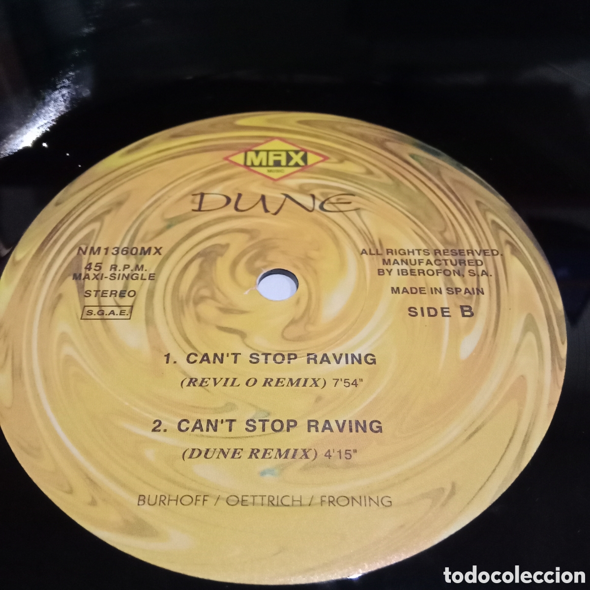 Discos de vinilo: DUNE - CANT STOP RAVING - MAXI-SINGLE 12&rdquo; - Foto 4