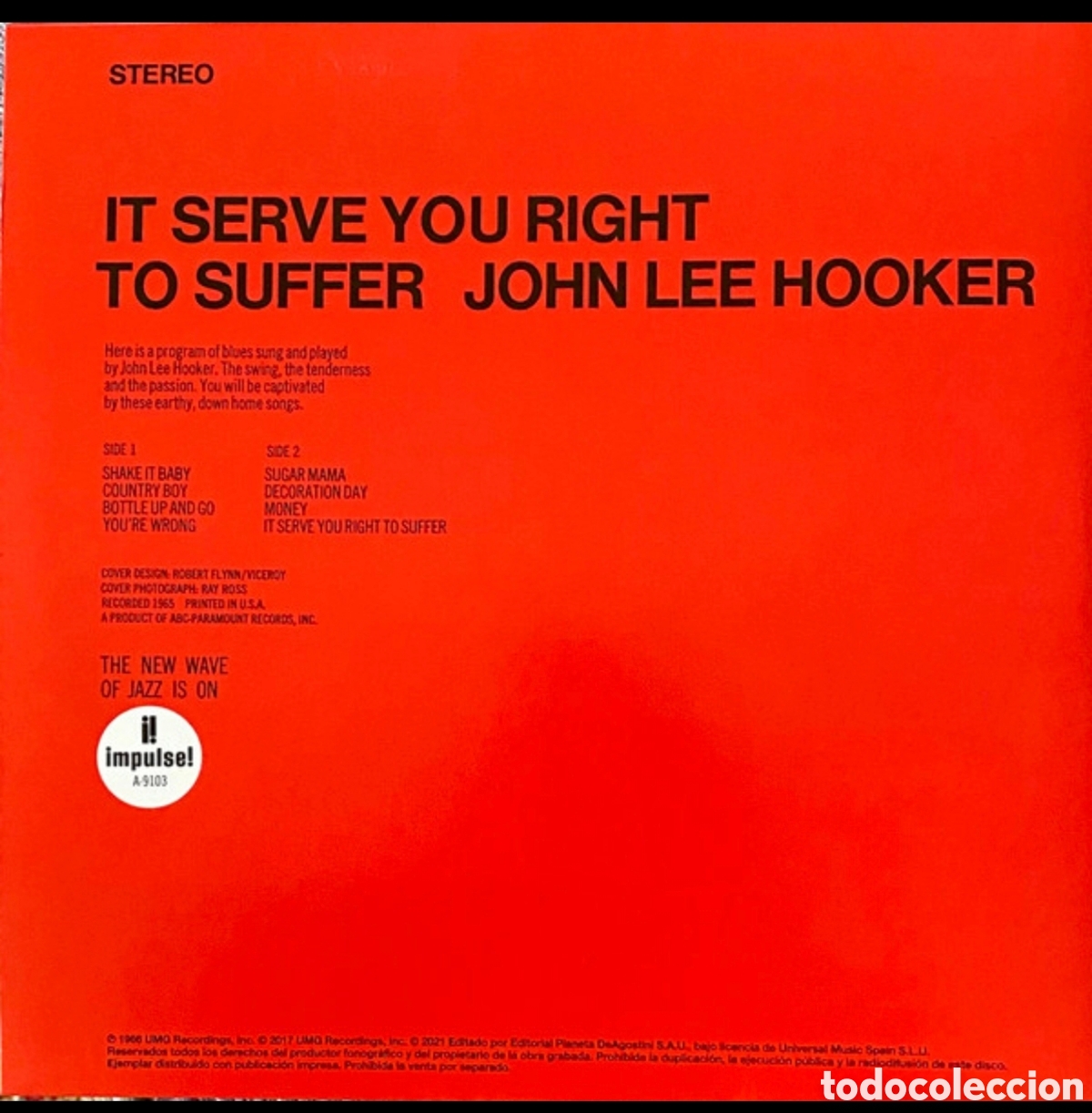 Discos de vinilo: John Lee Hooker - It Serve You Right To Suf - Foto 3