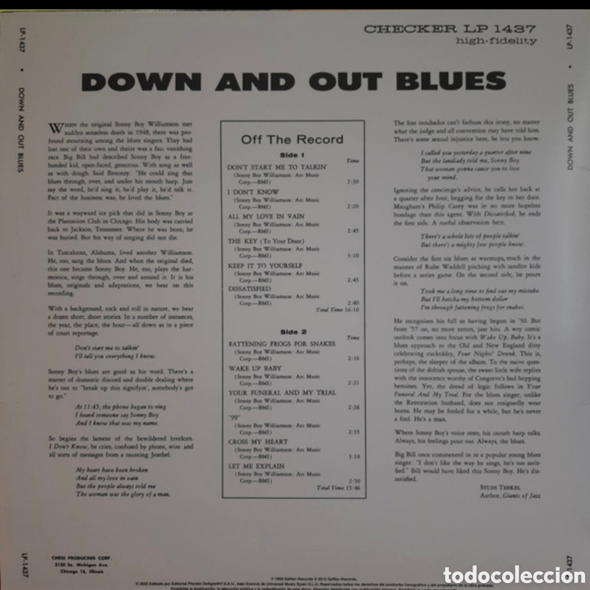 Discos de vinilo: Sonny Boy Williamson: Down And Out Blues LP 2023 - Foto 2