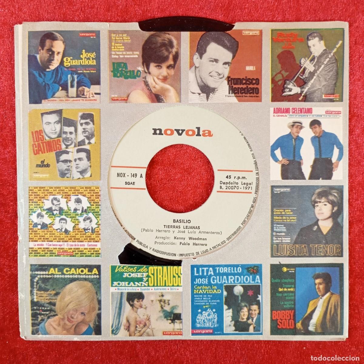 Discos de vinilo: BASILIO - TIERRAS LEJANAS, NO VUELVO A AMAR - SINGLE VINILO - DISCO - NOX-149 / 23