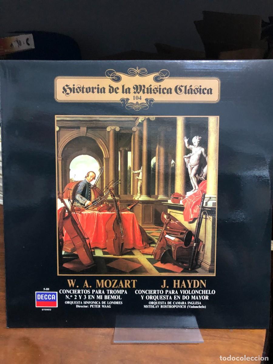 Discos de vinilo: W. A. Mozart / J. Haydn: Conciertos para Trompa / Concierto para Violonchelo Mstislav Rostropovich /
