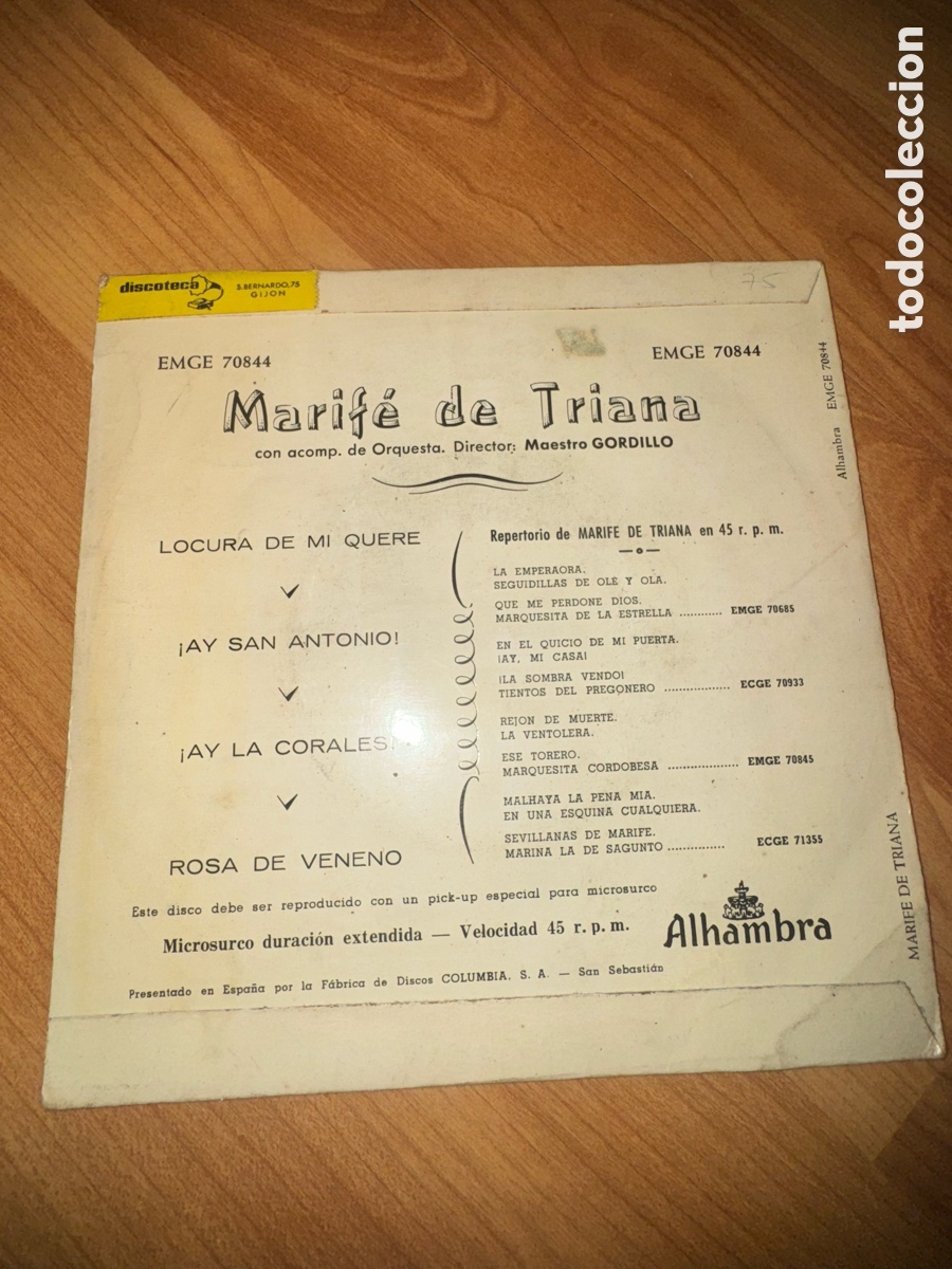 Discos de vinilo: Marife de Triana - Locura de mi querer +3 - Foto 2