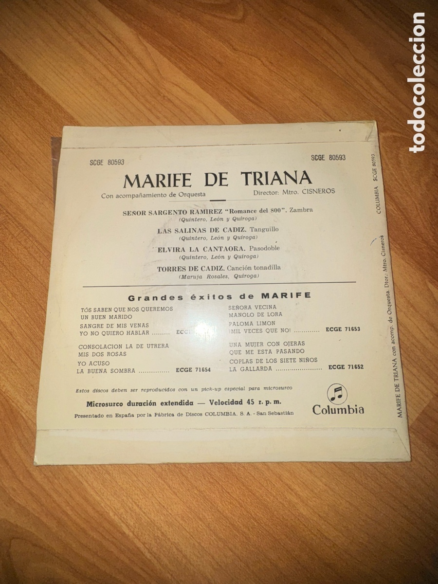 Discos de vinilo: Marife de Triana - Se&ntilde;or sargento Ram&iacute;rez +3 - Foto 2