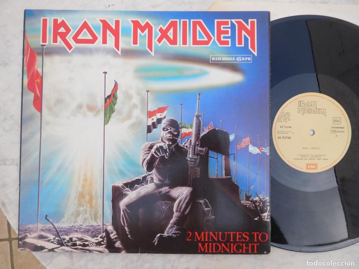 Discos de vinilo: Iron Maiden. Maxi Single. 2 Minutes to midnight. Edici&oacute;n espa&ntilde;ola