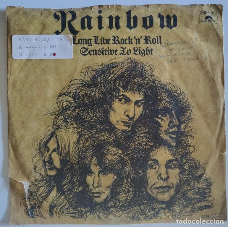 Discos de vinilo: Rainbow. Long live rock'n'roll/ Sensitive to light. Polydor, Germany 1978 single (2066 913)