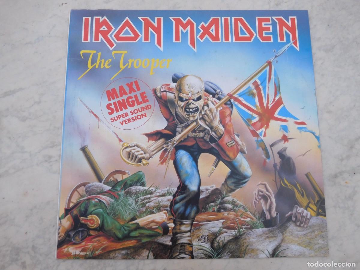 Discos de vinilo: Iron Maiden. Maxi Single. The trooper. Edici&oacute;n europea. EMI 1C K052 1077646