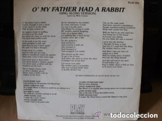 Discos de vinilo: RAY MORE O my father had a rabbit SINGLE - Foto 2