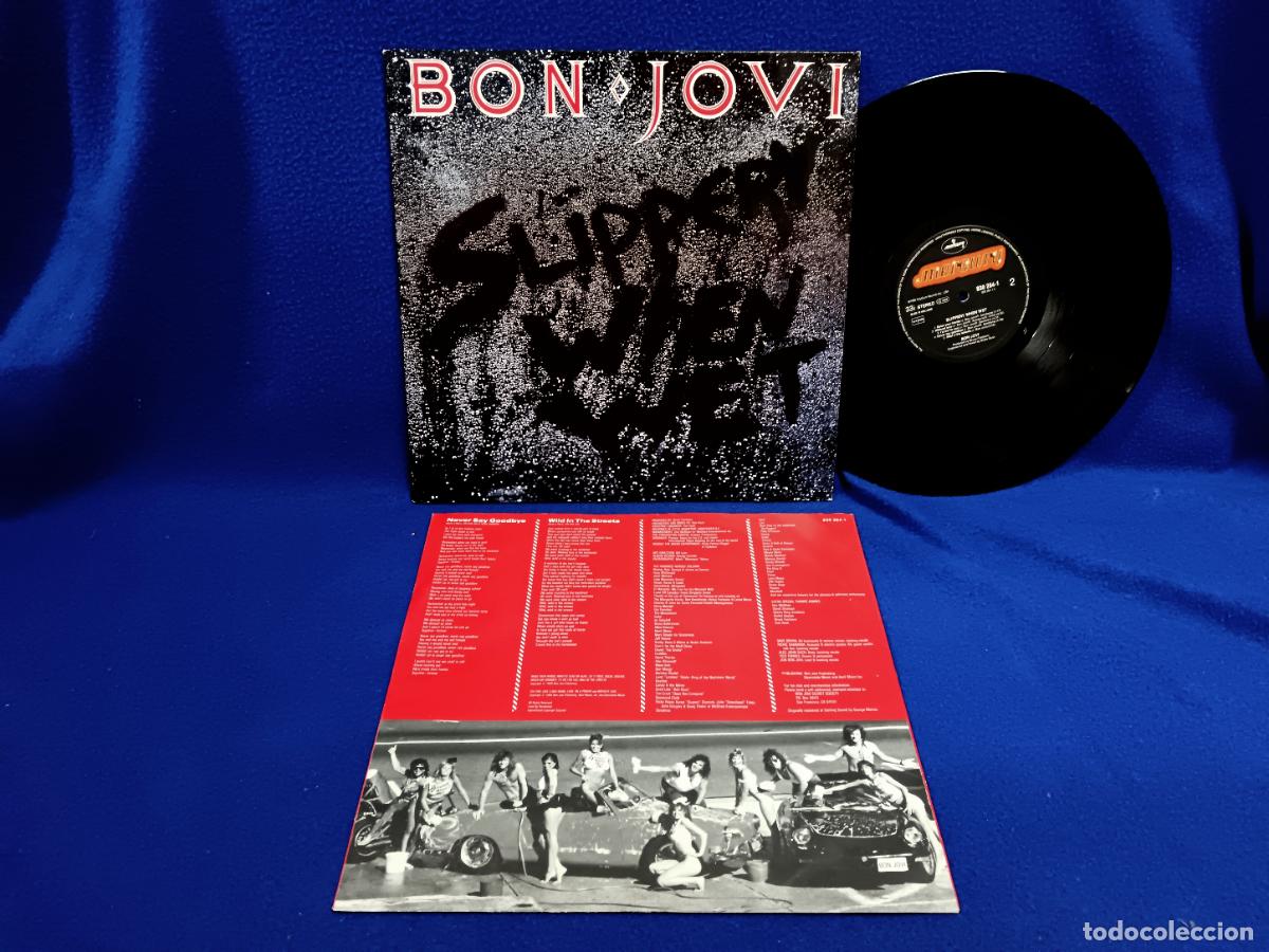 Discos de vinilo: BON JOVI - SLIPPERY WHEN WET - LP 1986 - INNER SLEEVE CON LAS LETRAS - VINILO EXCELENTE