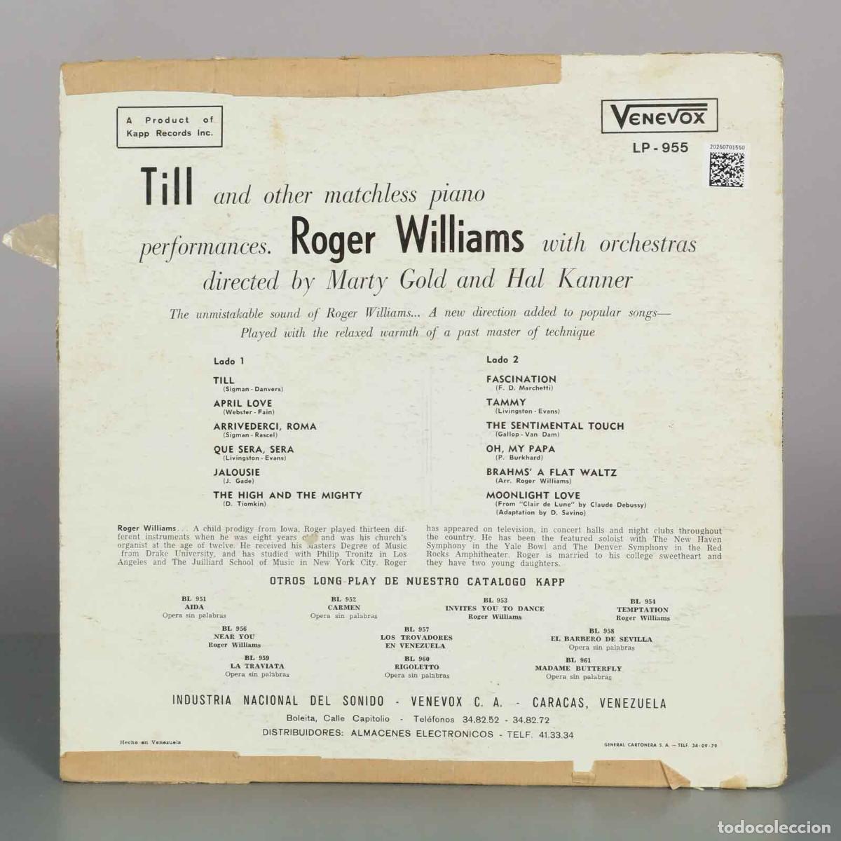 Discos de vinilo: LP. Till - Roger Williams - Foto 2