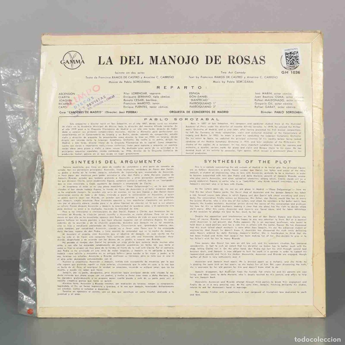 Discos de vinilo: LP. La del manojo de rosas - Pablo Soroz&aacute;bal - Foto 2