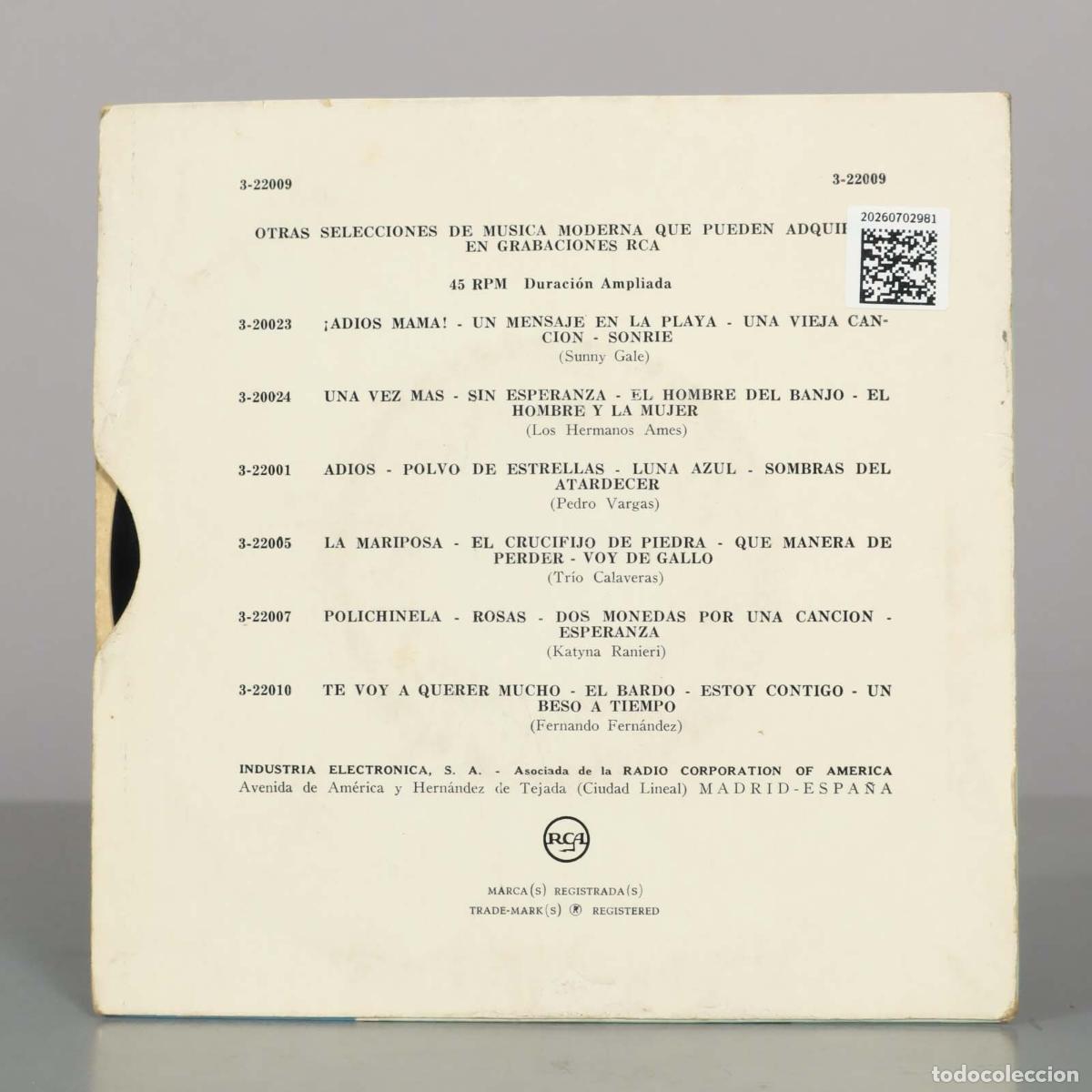 Discos de vinilo: EP. Los Tres Diamantes - Tango Azul - Foto 2