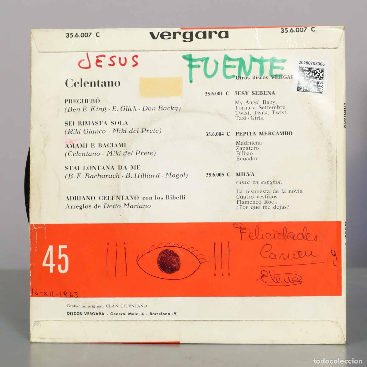 Discos de vinilo: EP. Pregher&oacute; - Adriano Celentano - Foto 2