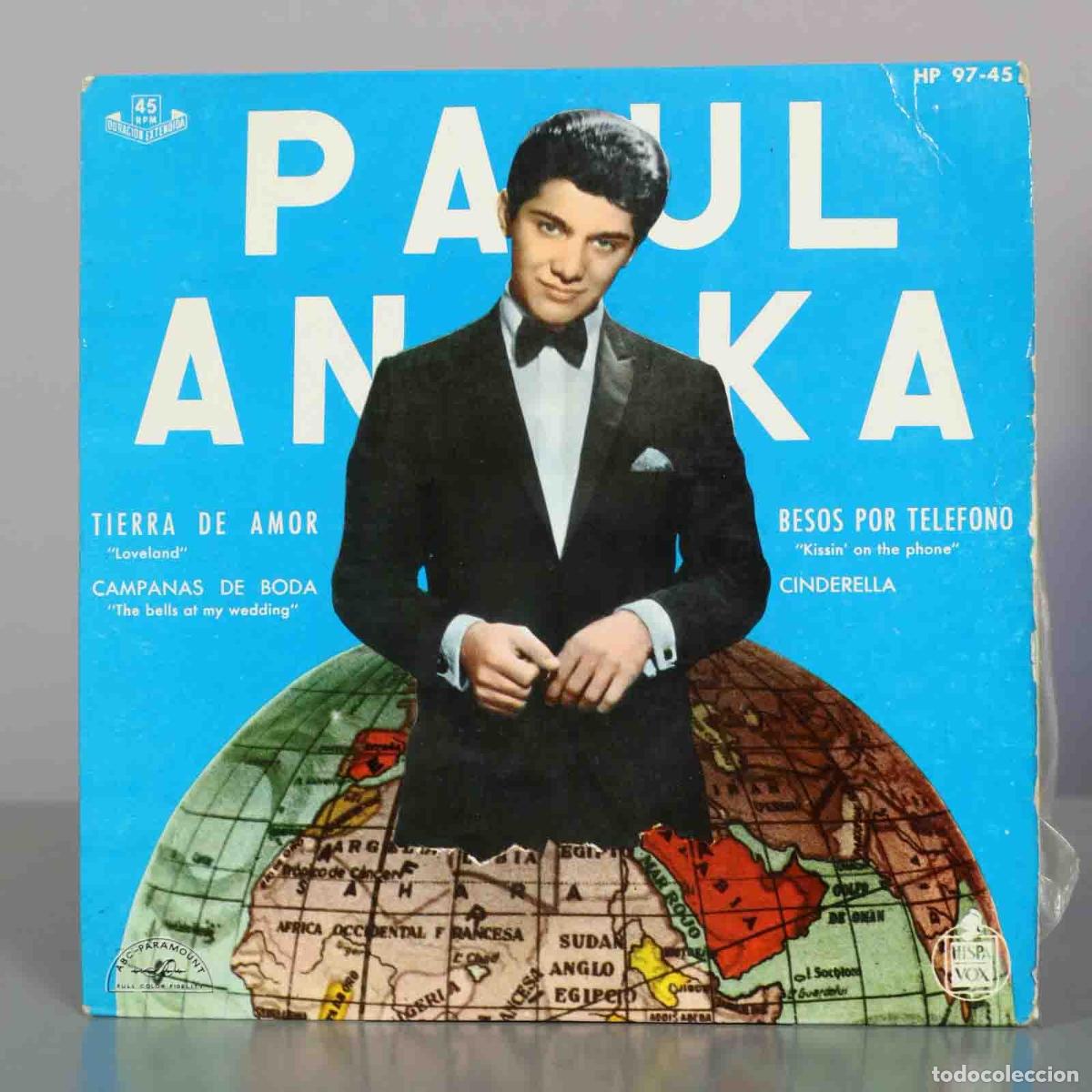Discos de vinilo: EP. Tierra de amor / Campanas de boda / Besos por tel&eacute;fono / Cinderella - Paul Anka