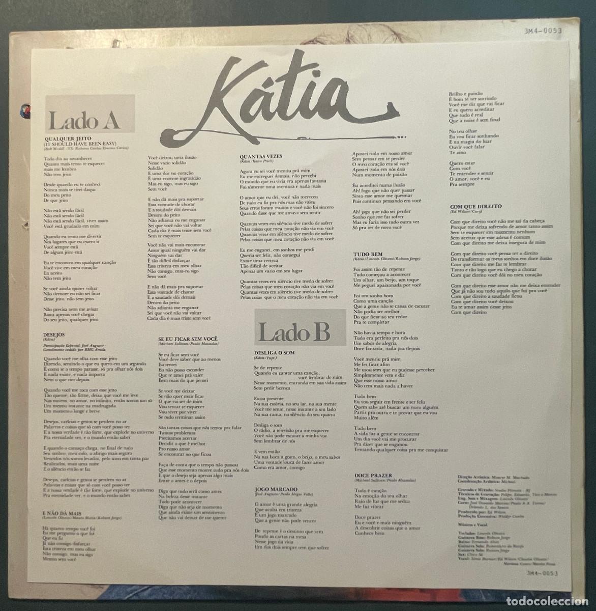 Discos de vinilo: KATIA / KATIA / LP 3M 1987 / BRASIL - Foto 3