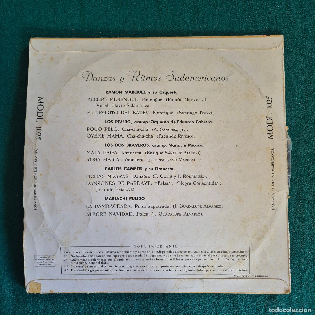 Discos de vinilo: DANZAS Y RITMOS SUDAMERICANOS 10&rdquo; LP - Foto 2