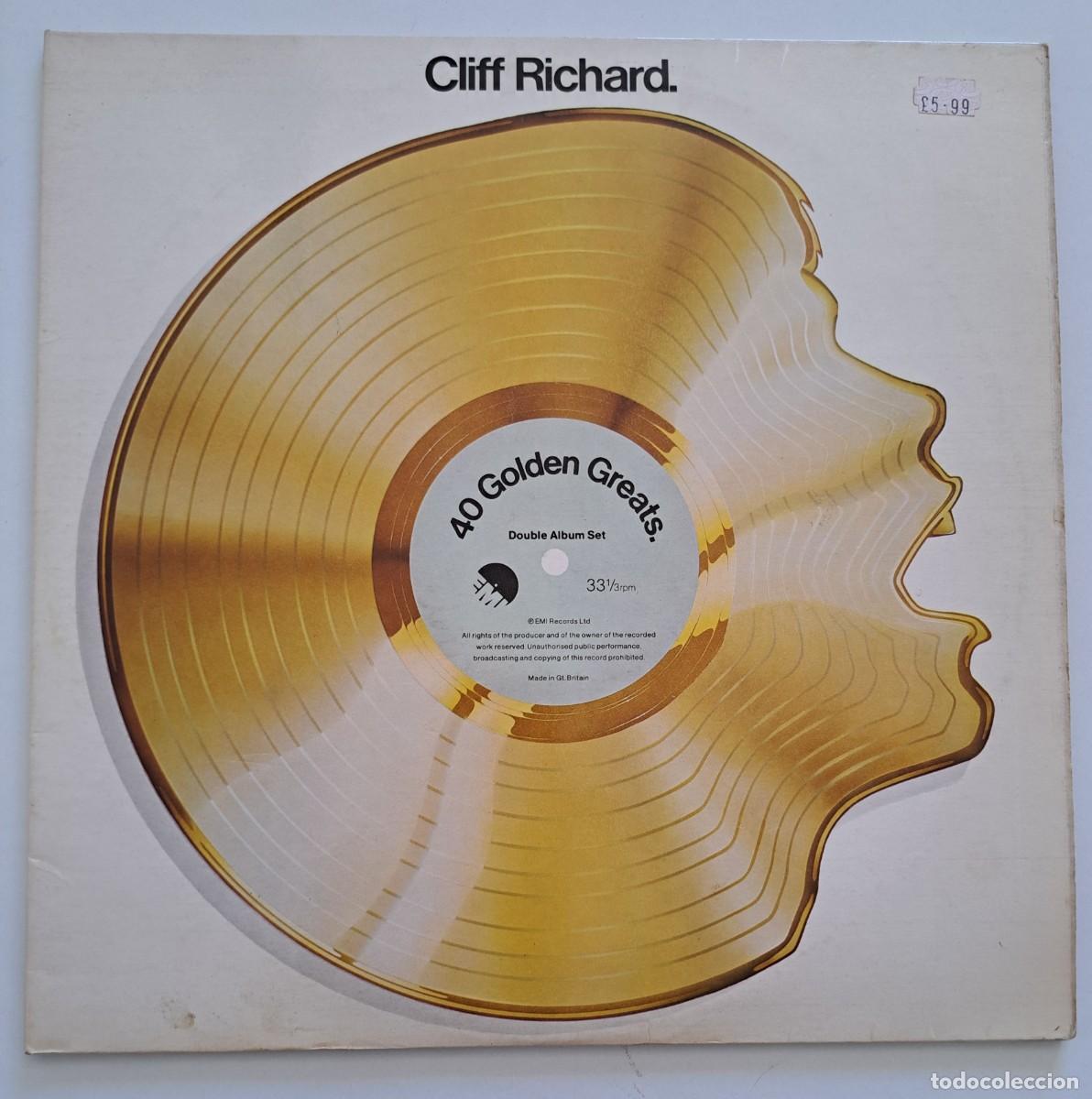 Discos de vinilo: CLIFF RICHARD - 40 GOLDEN GREATS (DOBLE LP) - EMI &ndash; EMTVS6 - UK 1977