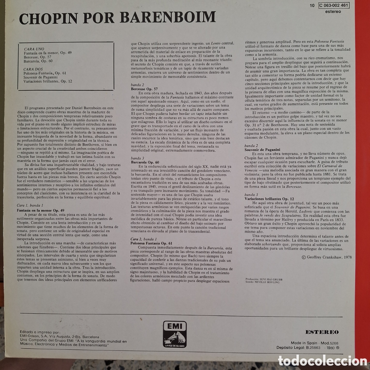 Discos de vinilo: Daniel Barenboim plays Chopin. - Foto 2