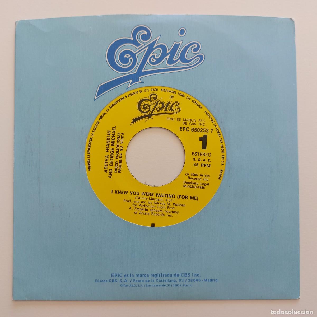 Discos de vinilo: ARETHA FRANKLIN and GEORGE MICHAEL - 45 Spain - PROMO * MINT * I KNEW YOU WERE WAITING
