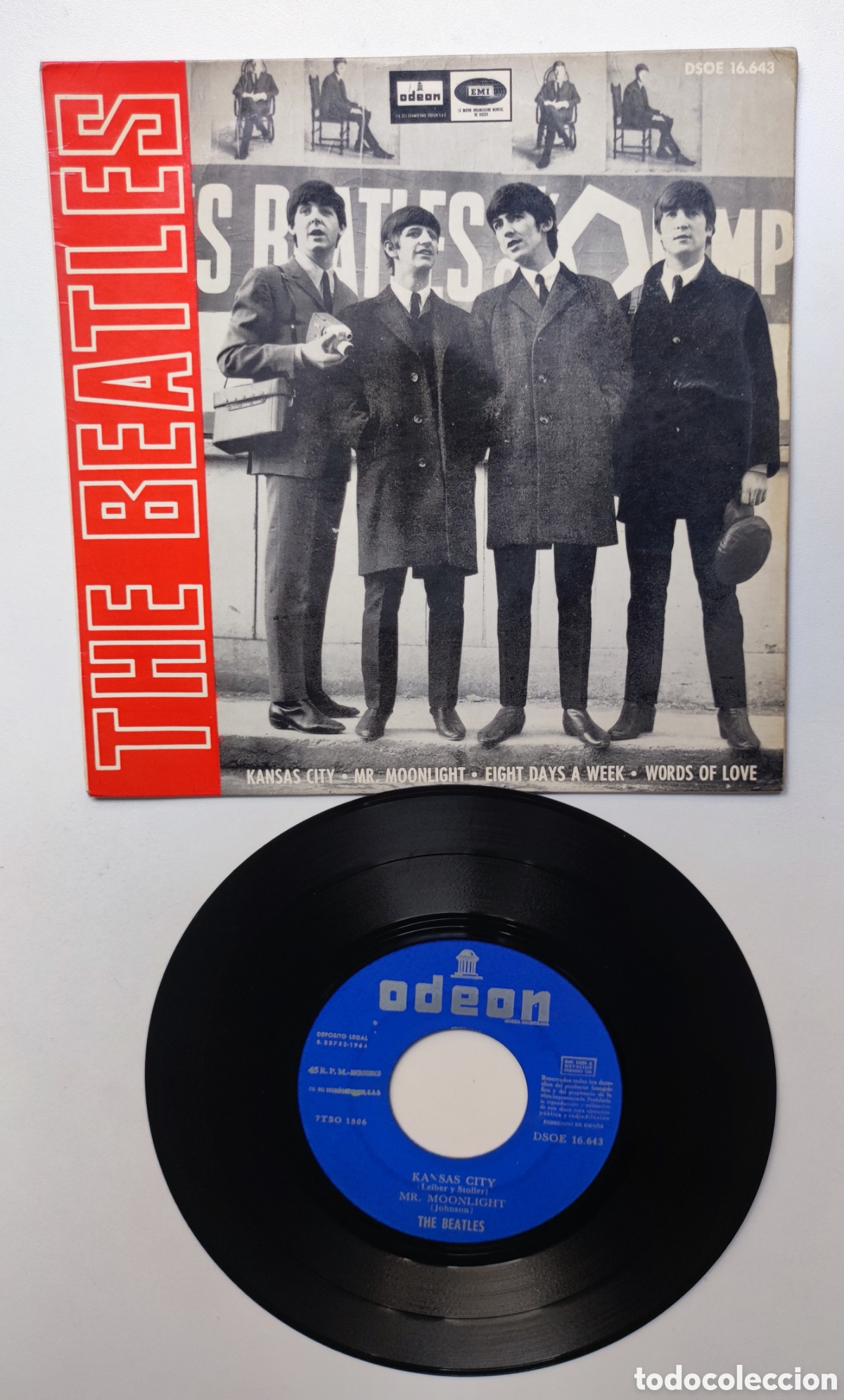 Discos de vinilo: THE BEATLES - KANSAS CITY + MR. MOONLIGHT + 2 / DSOE 16.643 - ODEON 1964 / VINILO MUY BUEN ESTADO