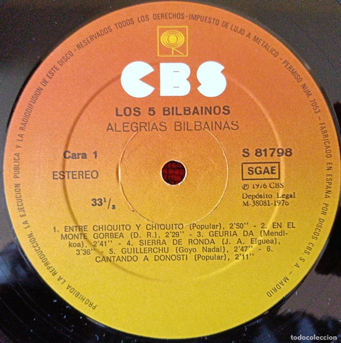 Discos de vinilo: LOS 5 BILBAINOS ** Alegrias Bilbainas ** VINILO LP 1976 **SIN PORTADA