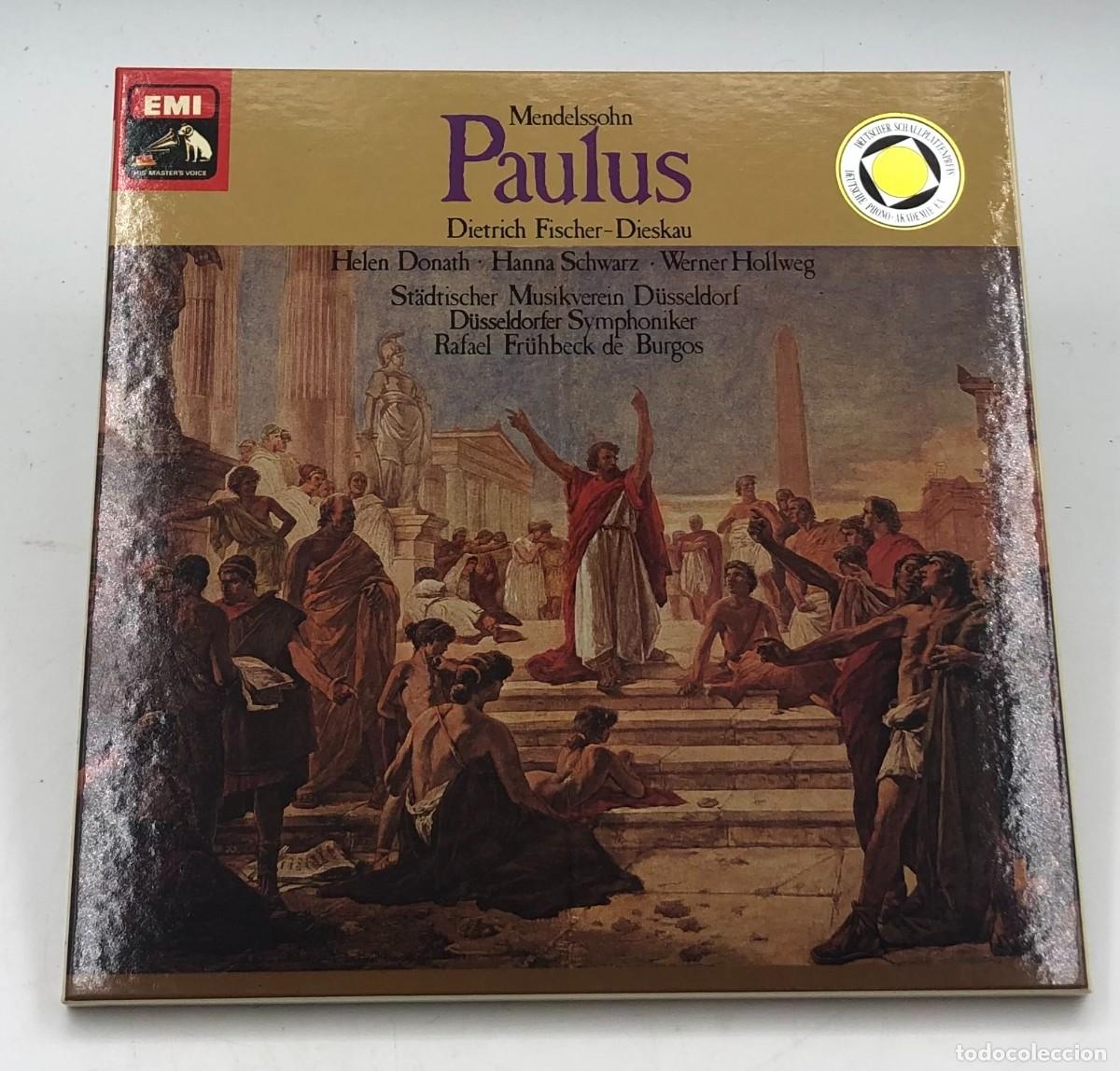 Discos de vinilo: MENDELSSOHN &ndash; PAULUS OP. 36 &ndash; FISCHER-DIESKAU / FR&Uuml;HBECK DE BURGOS &ndash; 3 LP EMI QUADRO