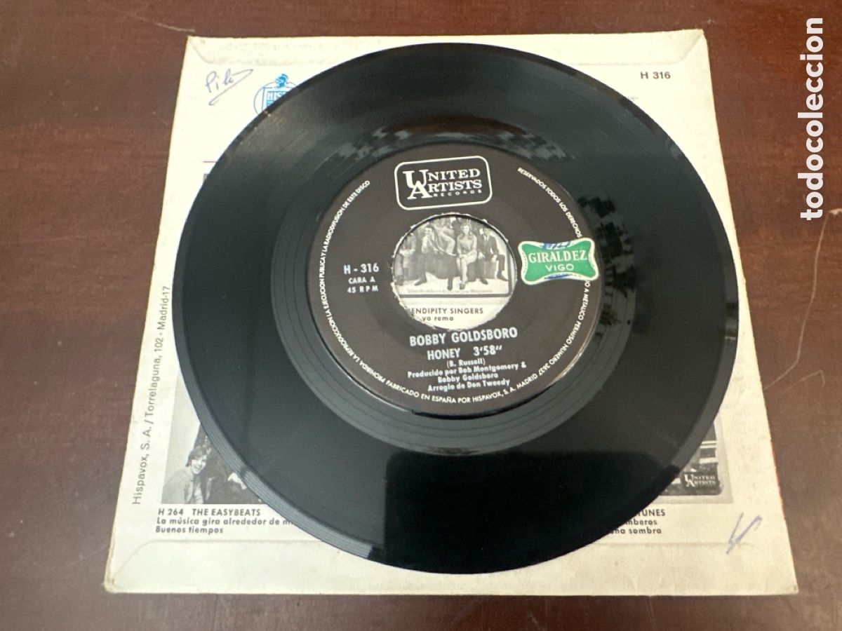 Discos de vinilo: BOBBY GOLDSBORO - HONEY - SINGLE DE VINILO - Foto 3