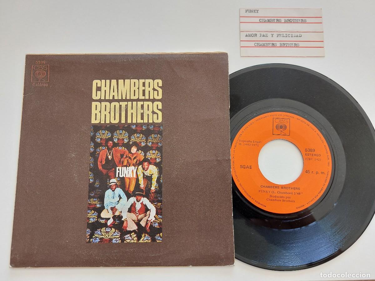 Discos de vinilo: CHAMBER BROTHERS - 45 Spain - MINT * FUNKY / AMOR PAZ Y FELICIDAD