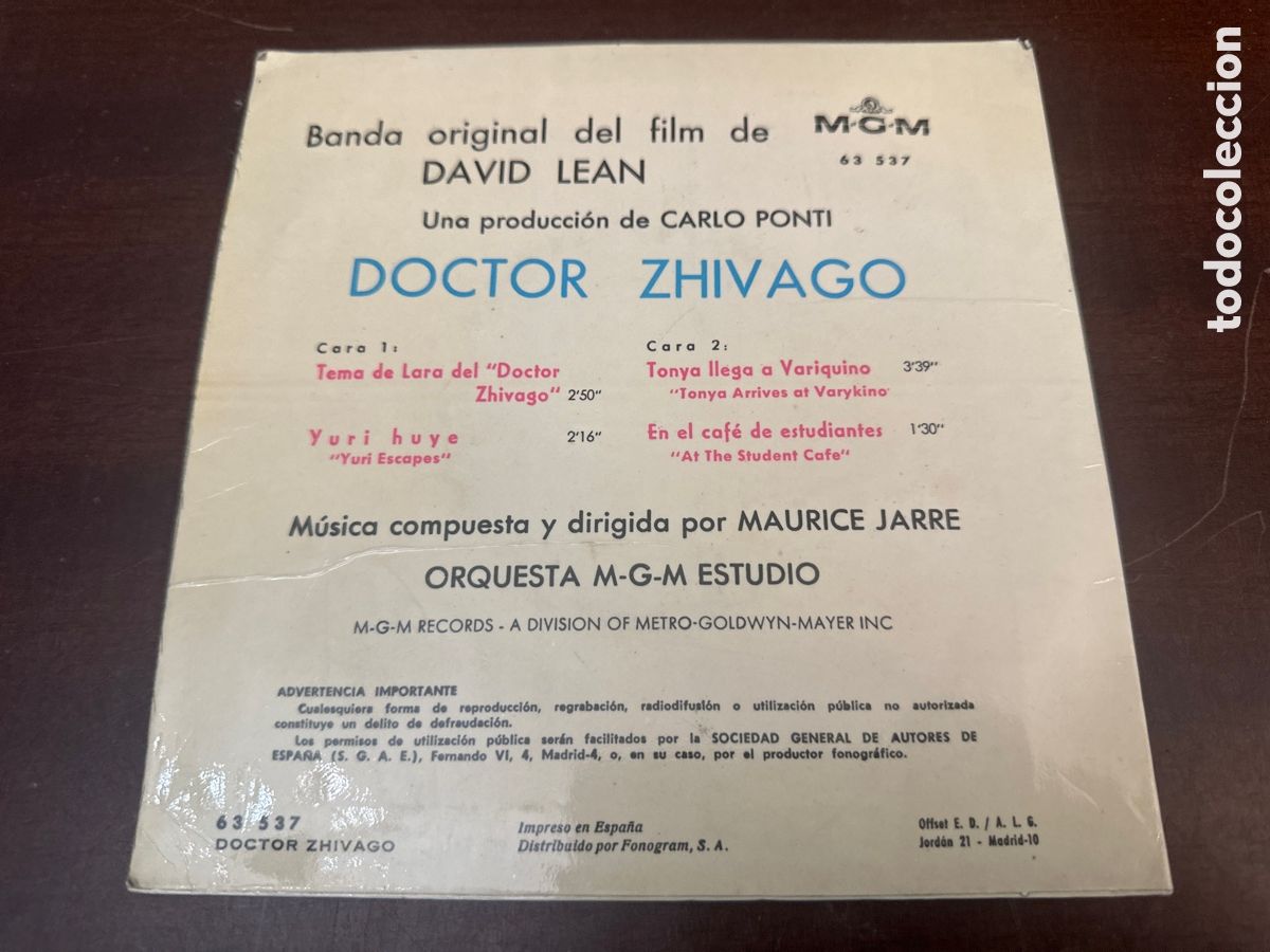 Discos de vinilo: TEMAS DE LARA - DOCTOR ZHIVAGO - Foto 2