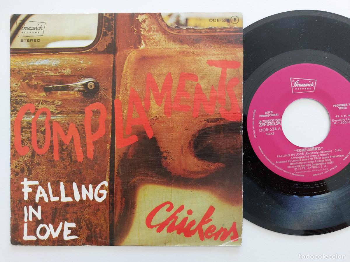 Discos de vinilo: COMPLAMENTS - 45 Spain - PROMO * MINT * FALLING IN LOVE / CHICKENS