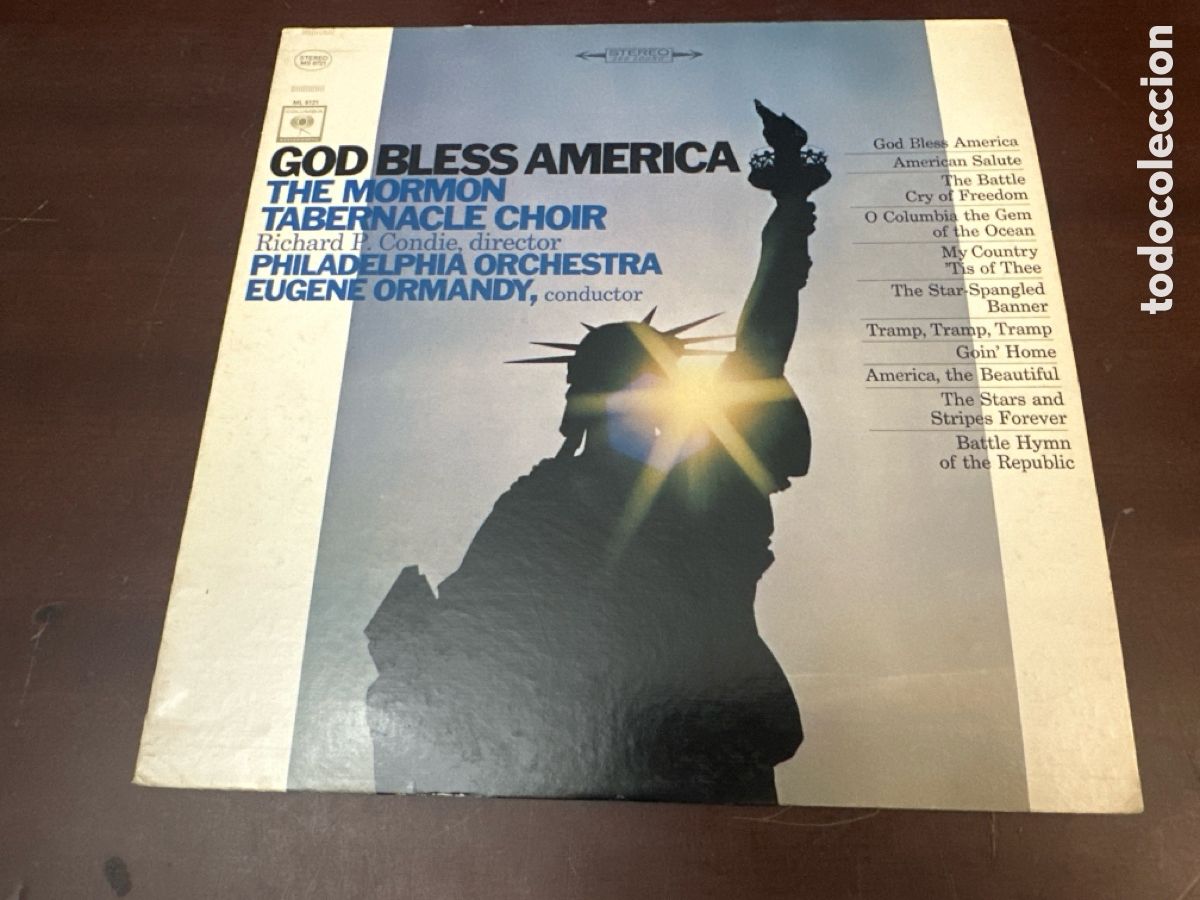 Discos de vinilo: GOD BLESS AM&Eacute;RICA. THE MORM&Oacute;N TABERNACLE CHOIR. PHILADELPHIA ORCHESTRA. EUGENE ORMANDY
