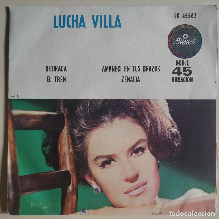 Discos de vinilo: Lucha Villa. Retirada/ El tren/ Amanec&iacute; en tus brazos/ Zenaida. Musart, Mexico 1964 ep