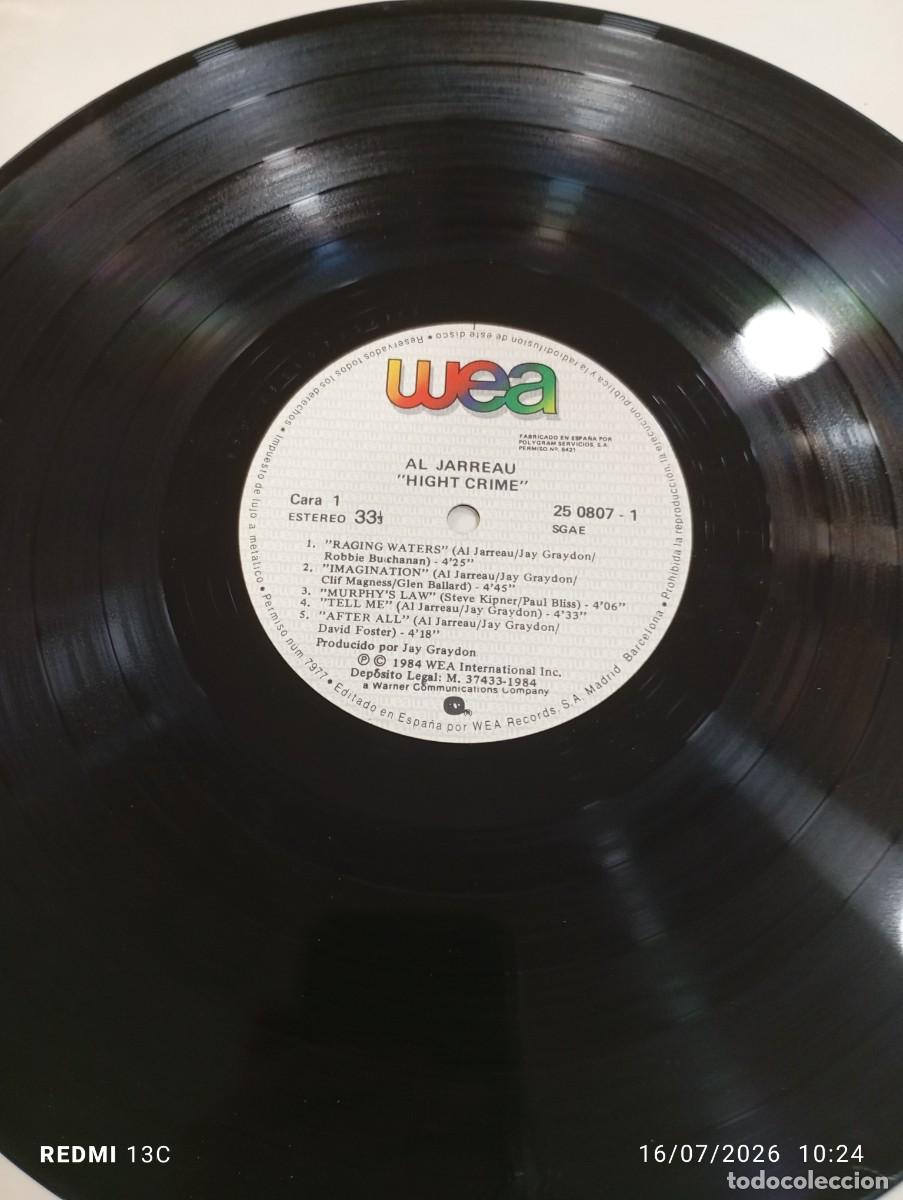 Discos de vinilo: LP - AL JARREAU - HIGHT CRIME - Foto 4