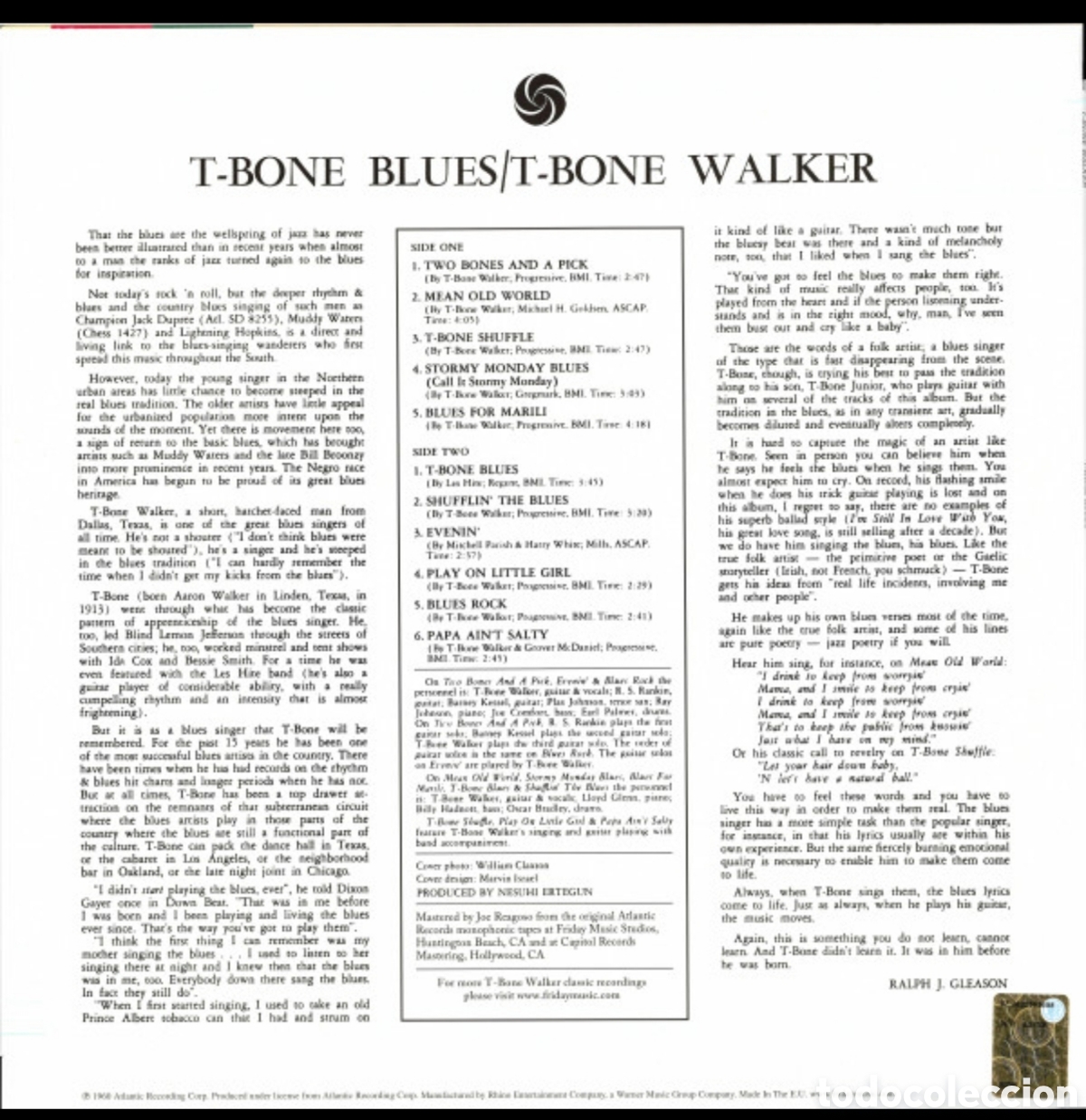 Discos de vinilo: T-bone Walker: T-Bone Blues Lp MONO 180gr - Foto 2