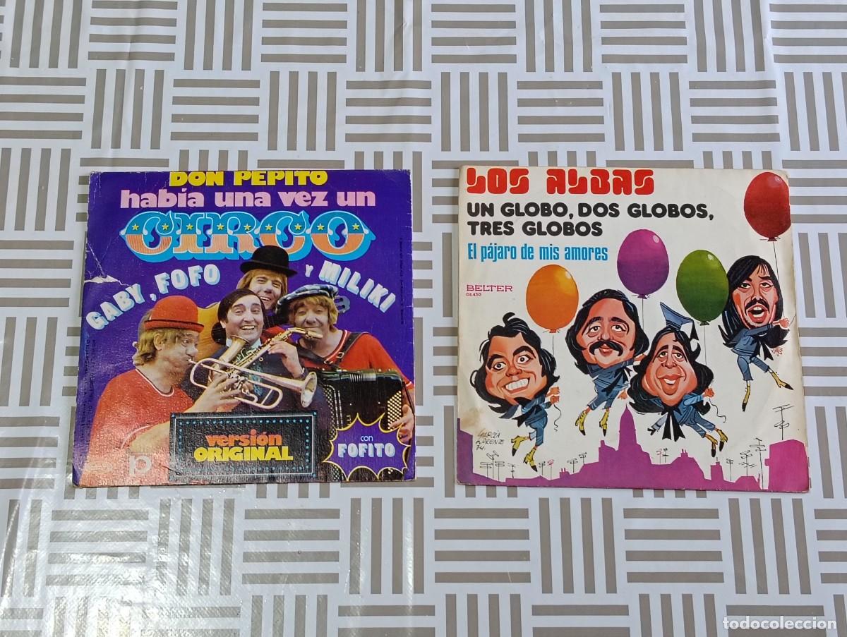 Discos de vinilo: Lote 2 Singles Infantiles A&ntilde;os 70: Los Payasos de la Tele (Hab&iacute;a una vez un circo - 1974) + Los Alba