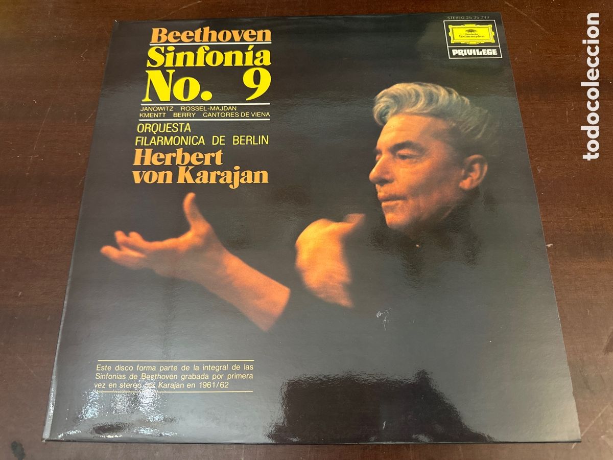 Discos de vinilo: LP. Herbert von Karajan &ndash; Sinfon&iacute;a No. 9 BEETHOVEN