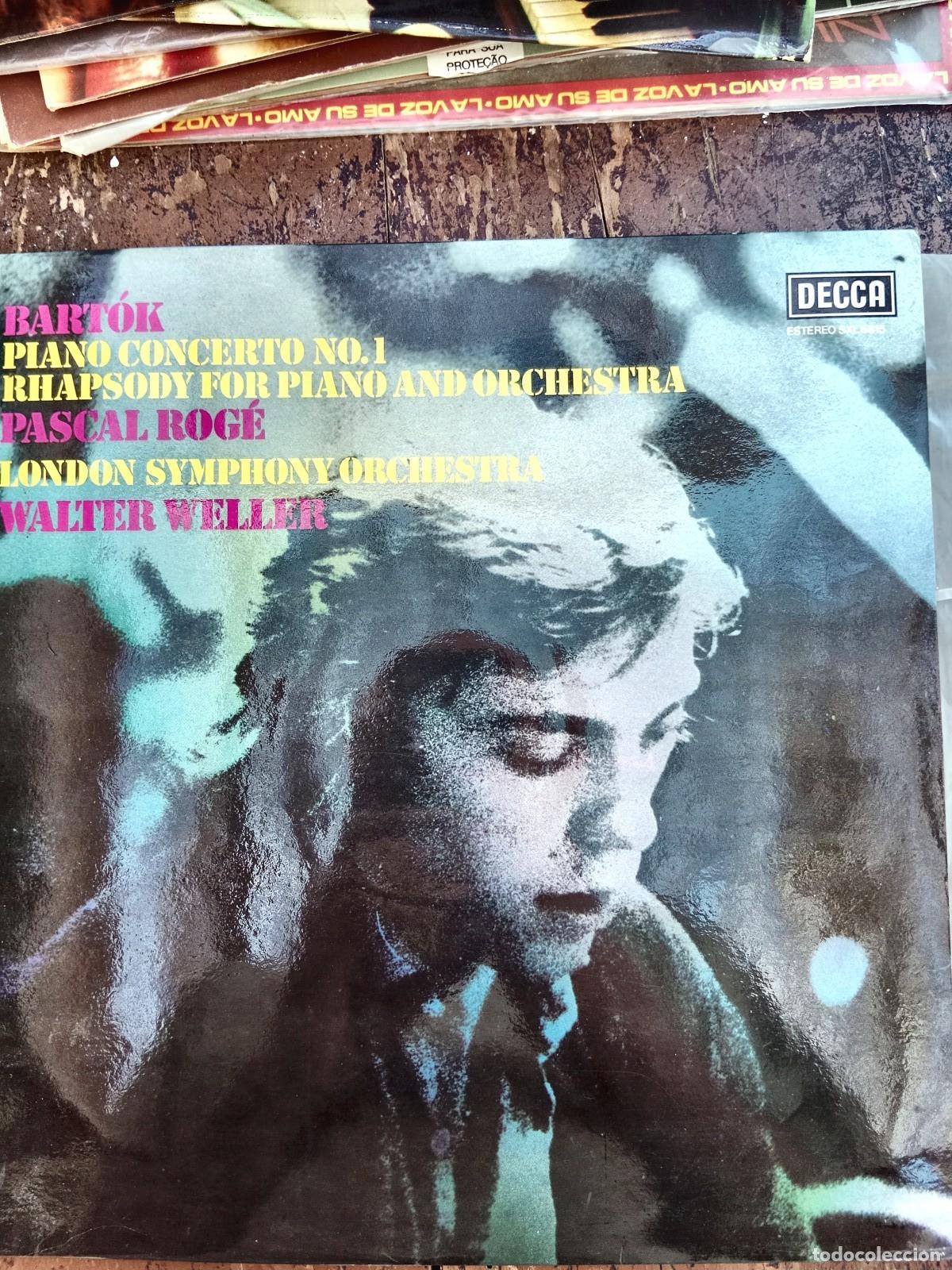 Discos de vinilo: Bartok - Concierto piano 1 / Rapsodia - Pascal Roge / Weller - LP Decca
