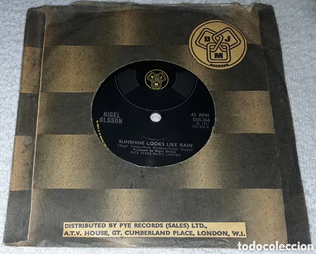 Discos de vinilo: SG - NIGEL OLSSON - ALABAMA / SUNSHINE LOOKS LIKE RAIN - MADE IN UK 1972