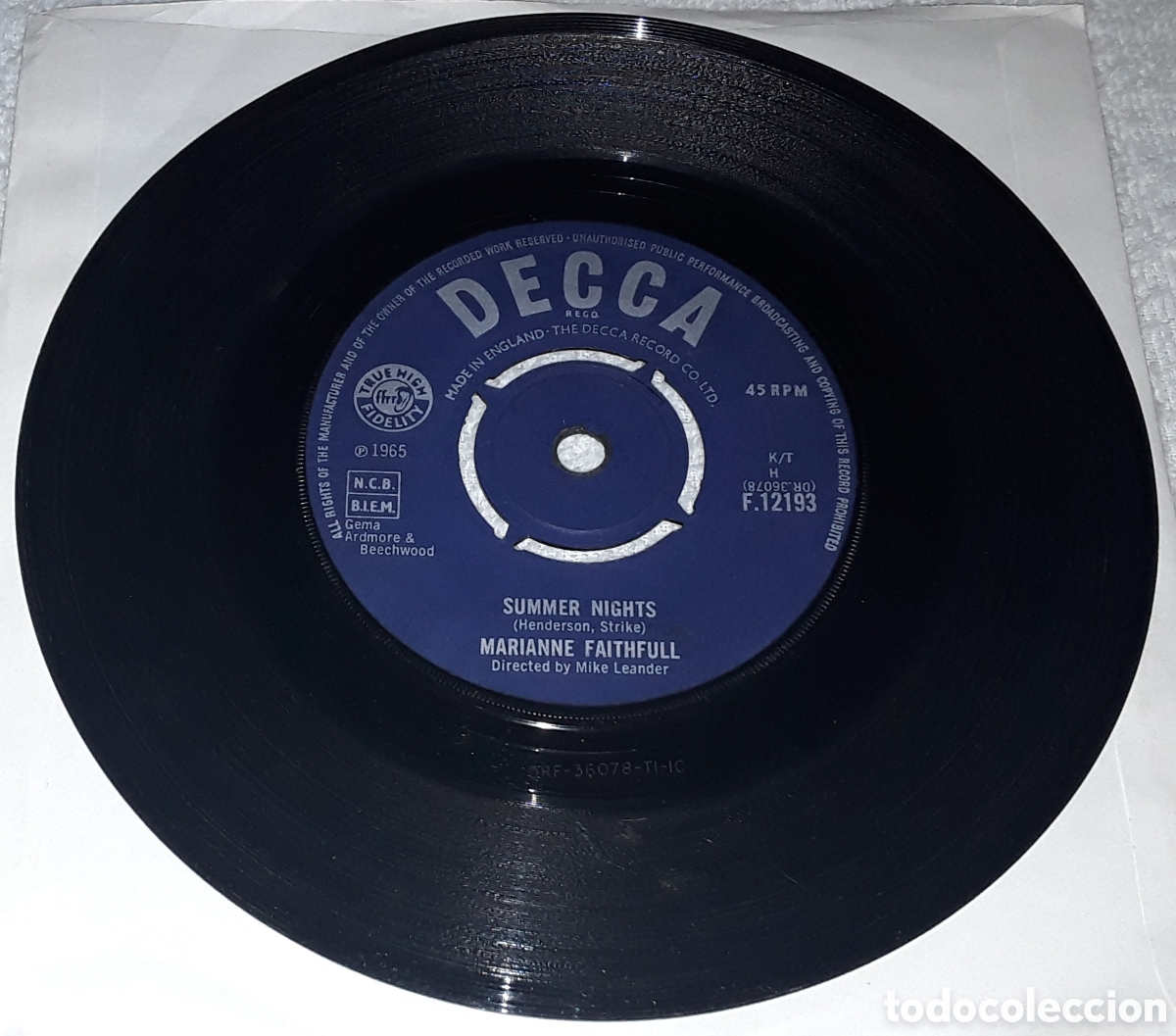 Discos de vinilo: SG - MARIANNE FAITHFULL - SUMMER NIGHTS / THE SHA LA LA SONG - MADE IN UK 1965
