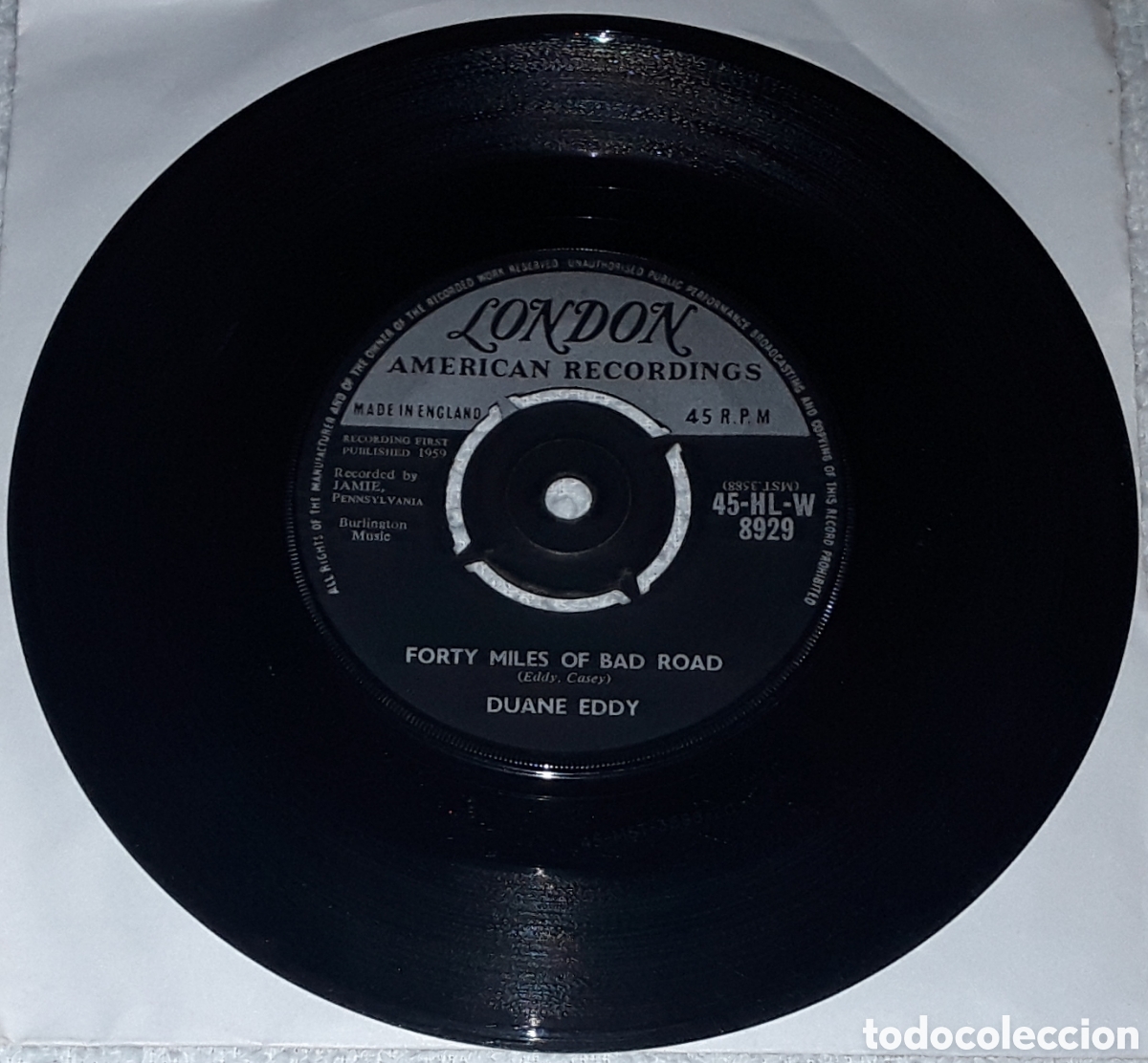 Discos de vinilo: SG - DUANE EDDY - FORTY MILES OF BAD ROAD / THE QUIET THREE - MADE IN UK 1959