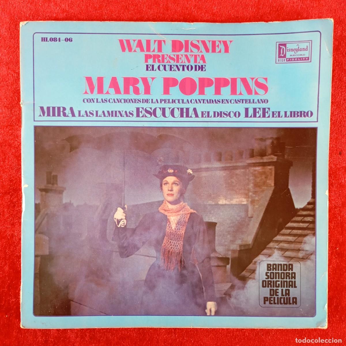 Discos de vinilo: MARY POPPINS - CANCIONES DE LA PELICULA - WALT DISNEY - CUENTO + DISCO - SINGLE VINILO / 1381
