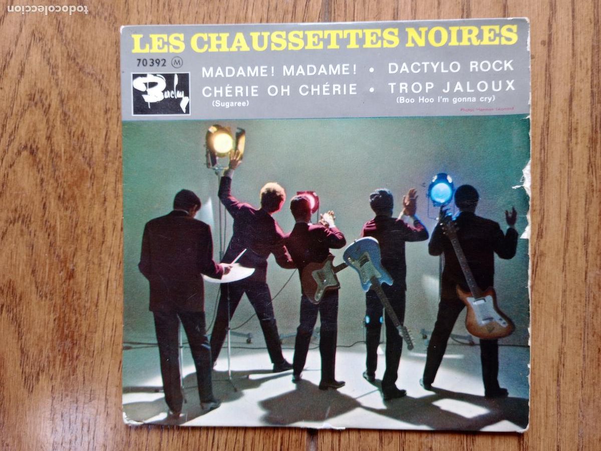 Discos de vinilo: Les Chaussettes Noires - madame! madame! + dactylo rock + cherie oh cherie + trop jaloux