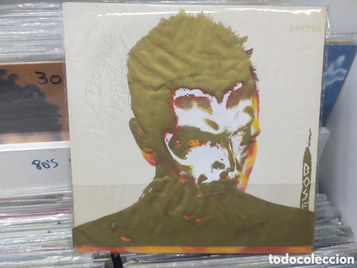 Discos de vinilo: Miguel Bos&eacute; f&oacute;lder de pl&aacute;stico LP promocional firmado por el bandido 1984
