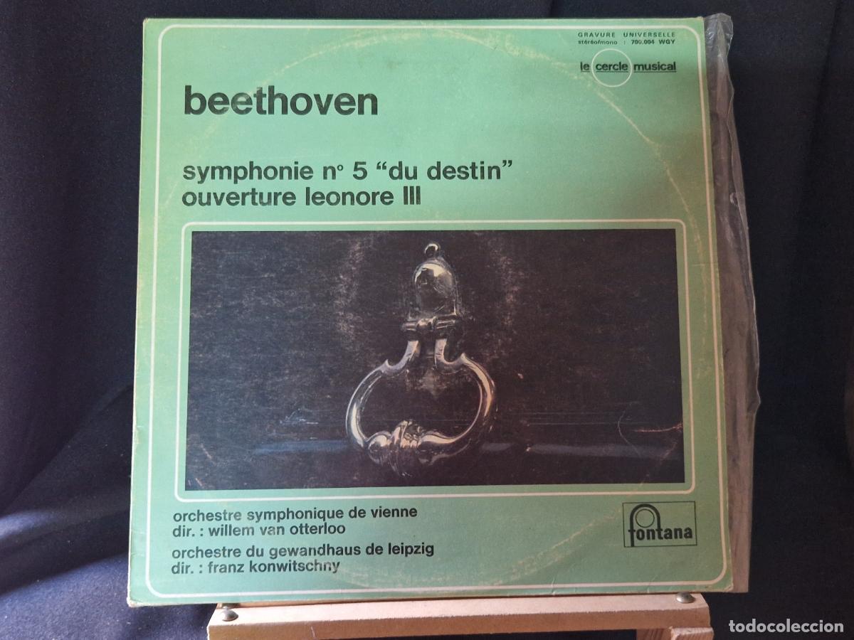 Discos de vinilo: SINGLE. BEETHOVEN. SYMPHONIE N5 DU DESTIN. OUVERTURE LEONORE III.
