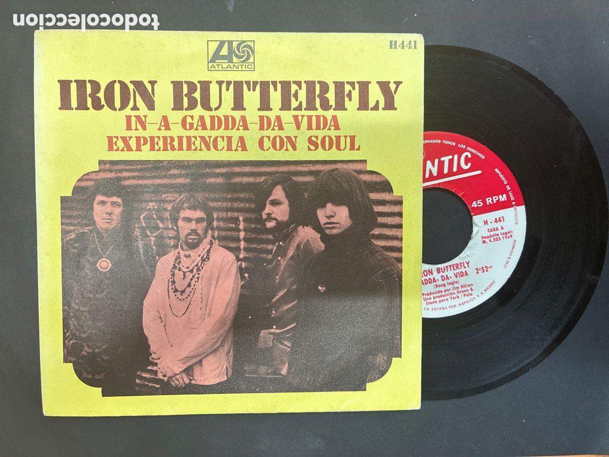 Discos de vinilo: SINGLE IRON BUTTERFLY / IN-A -GADDA -DA VIA / EX&Egrave;RIENCIA CON SOUL EDITADO EN ESPA&Ntilde;A