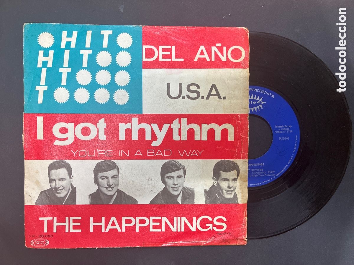 Discos de vinilo: SINGLE THE HAPPENINGS / I GOT RHYTHM / YOU'RE IN A BAD WAY EDITADO EN ESPA&Ntilde;A